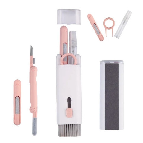 Kit Escova Limpeza 7 em 1 Portátil | Teclado, Notebook, Celular e Fone de Ouvido Multifuncional
