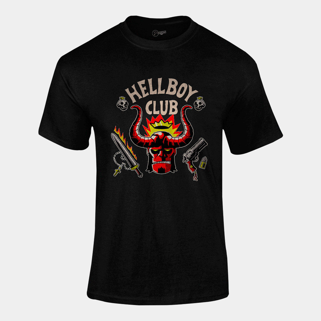 Camiseta Algodão Unissex - Hellboy Club - Graphic Tee Tshirt Casual Versátil Alta Qualidade