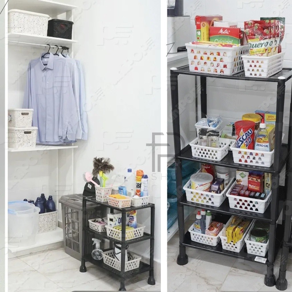 Estante Prateleira Modular Multiuso 4 Andares Organizadora preta Utensílios