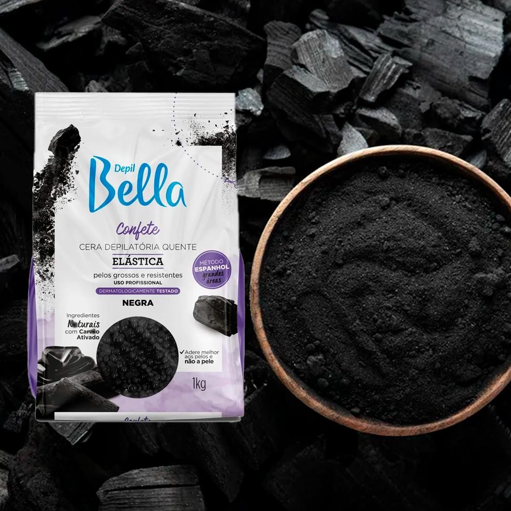Depil Bella Cera Depilatória Confete Elástica Negra com Carvão Ativado 1kg · foto 2