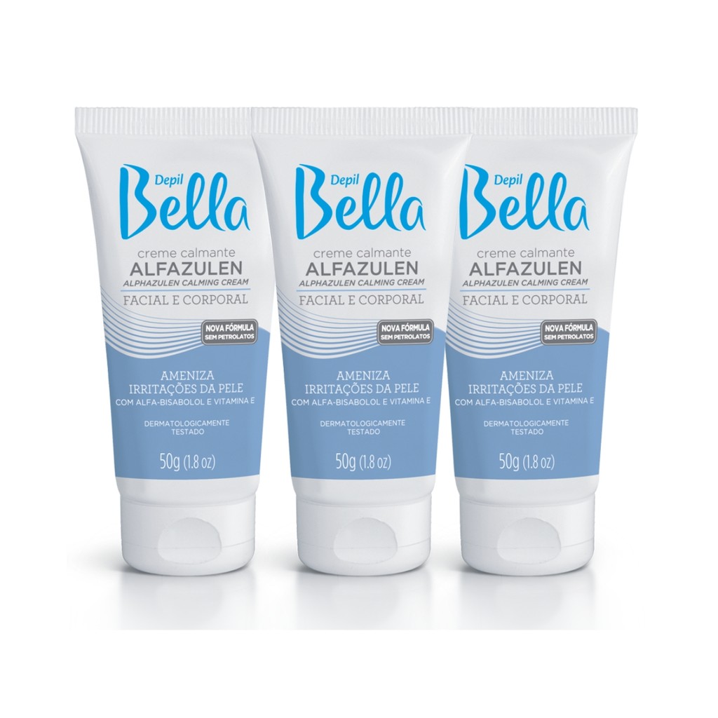 Kit 3 Creme Calmante Pós Depilação Rosto Corpo Depil Bella em Oferta na Shopee