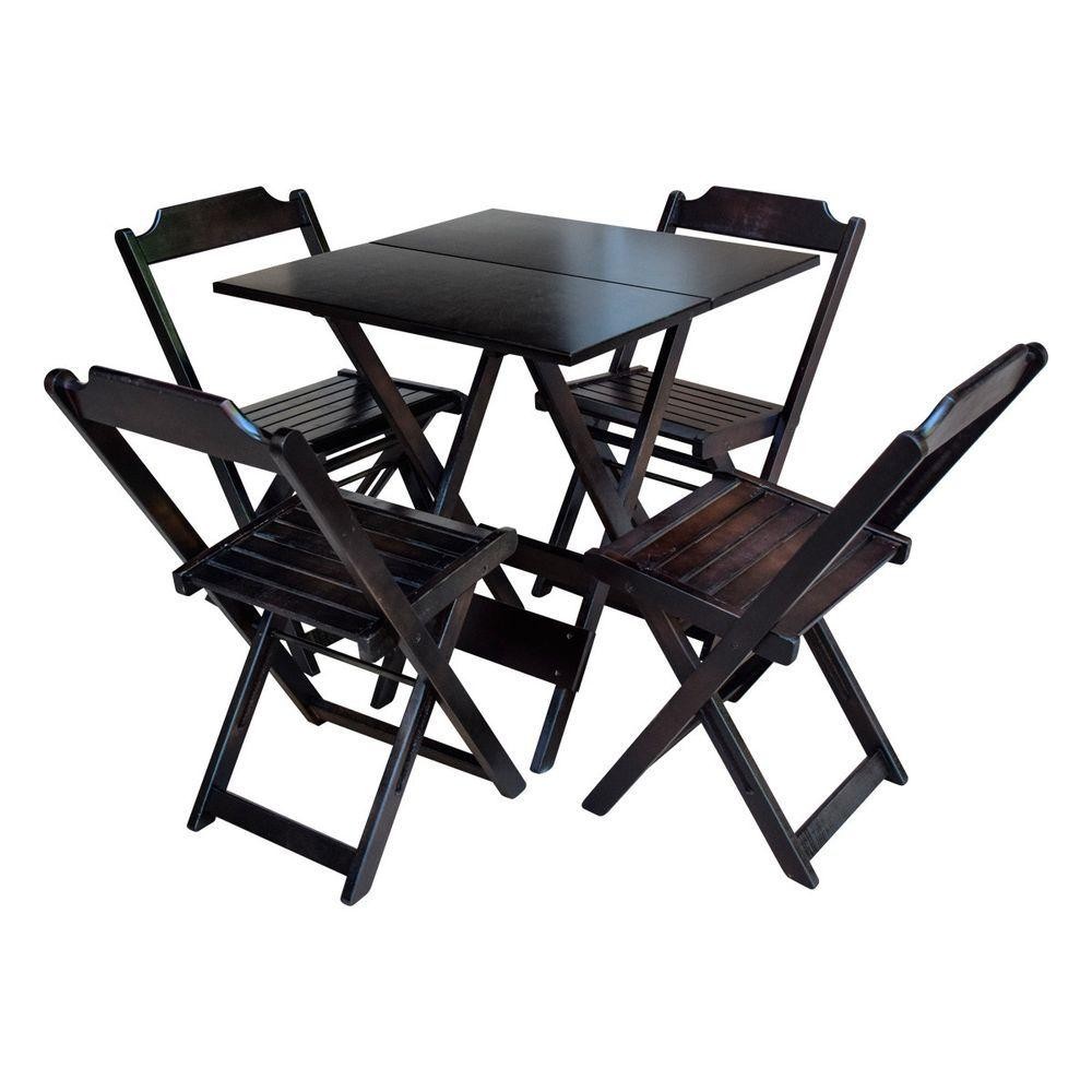 Conjunto De Mesa Dobrável 70X70 Em Madeira Maciça Com 4 Cadeiras - Tabaco - Marrom em Oferta na Shopee