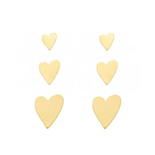 TRIO DE BRINCO CORAÇÃO PIUKA FOLHEADO A OURO 18K em Oferta na Shopee