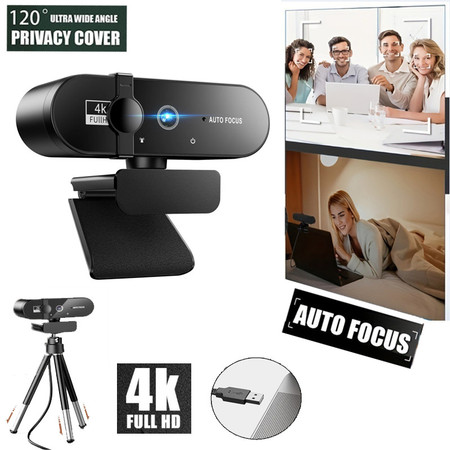 Câmera Full HD 4K Webcam Com Microfone Visão 360º Computador PC Para Reunião E Aulas