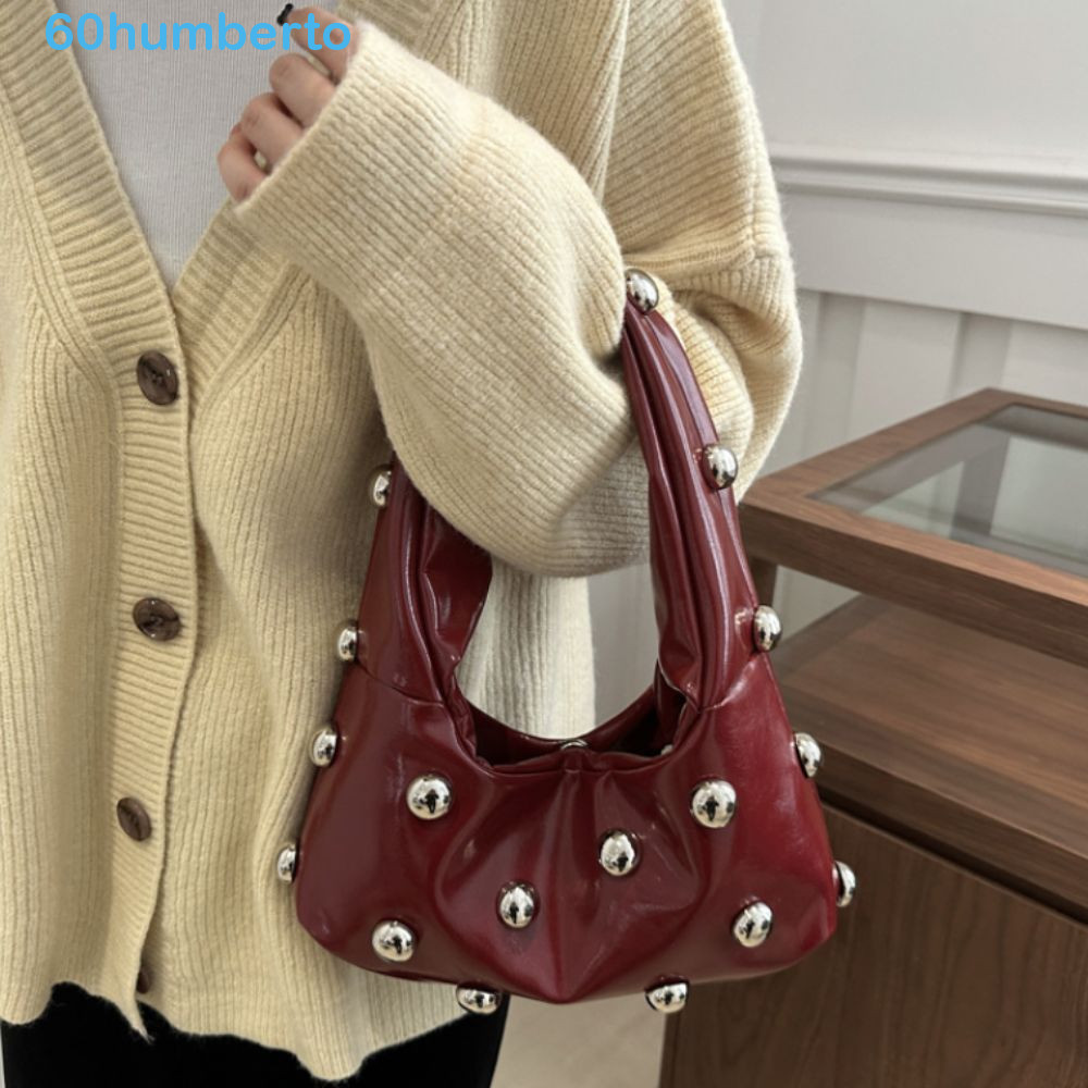 Bolsa De Ombro Com Rebite HUMBERTO , Feminina De Couro PU Estilo Punk Y2k Nas Axilas De Rua Corpo Cruzado em Oferta na Shopee