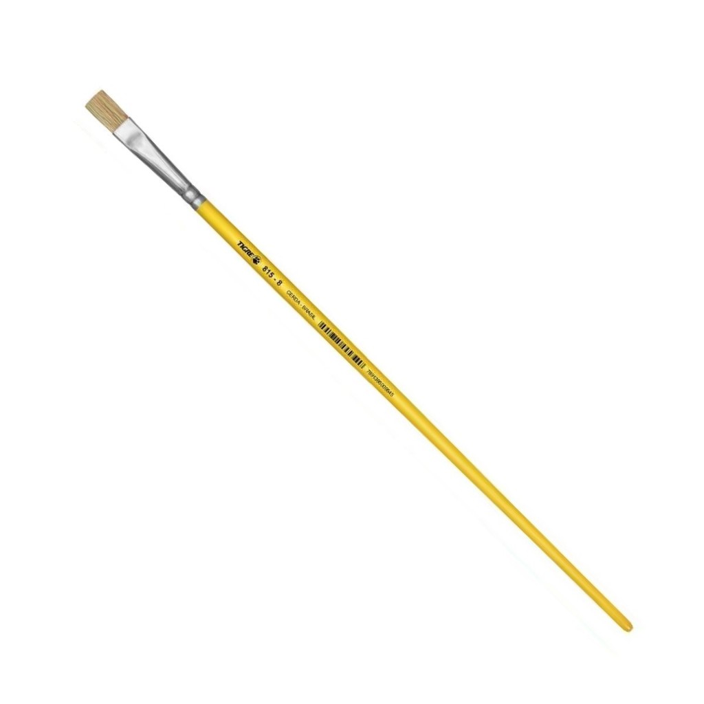 Pincel Chato Cabo Longo Cerda Natural 815-8 Nº8 Fino Tigre