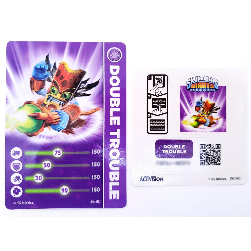 Card e Adesivo Skylanders Giants Double Trouble Colecao TCG