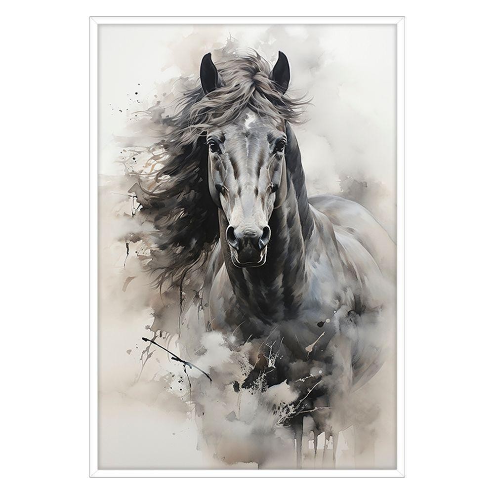 Quadro Decorativo Cavalo Aquarela Moldura Cx Alta 40x60 Titulo Moldura Branca em Oferta na Shopee