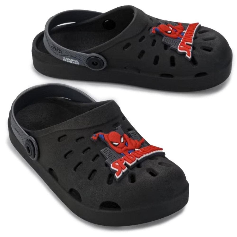 Babuche Infantil Marvel Walkers Grendene Kids - Preto e Vermelho em Oferta na Shopee