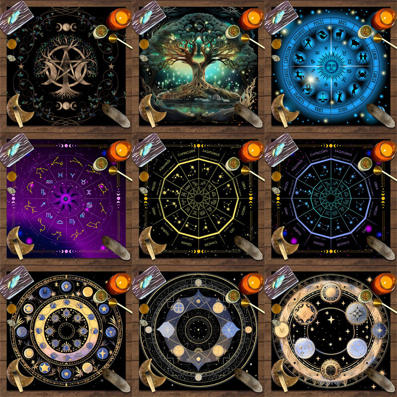 Toalha De Mesa De Cartas De Tarô , 12 Panos De Altar De Astrologia Do Zodíaco , Tapete Profecia Da Fortuna , Jogo De Tab em Oferta na Shopee