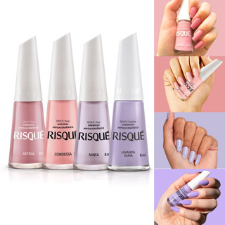 Kit 4 Esmaltes Risque Tons Rosa Lilas Pasteis Esmalte Atacado 8ml em Oferta na Shopee