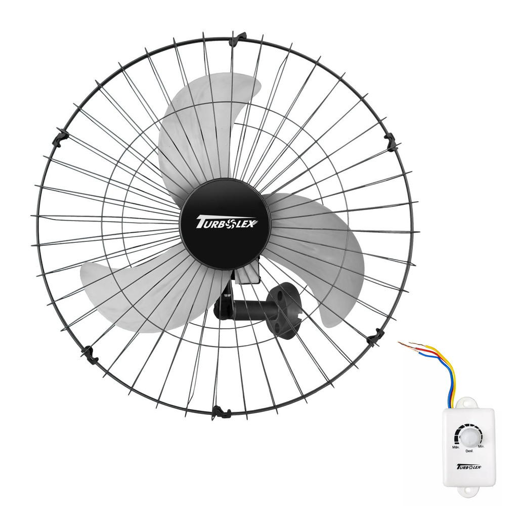 Ventilador de Parede Oscilante Turbo 3 Pás 60cm Preto 200W Vitalex