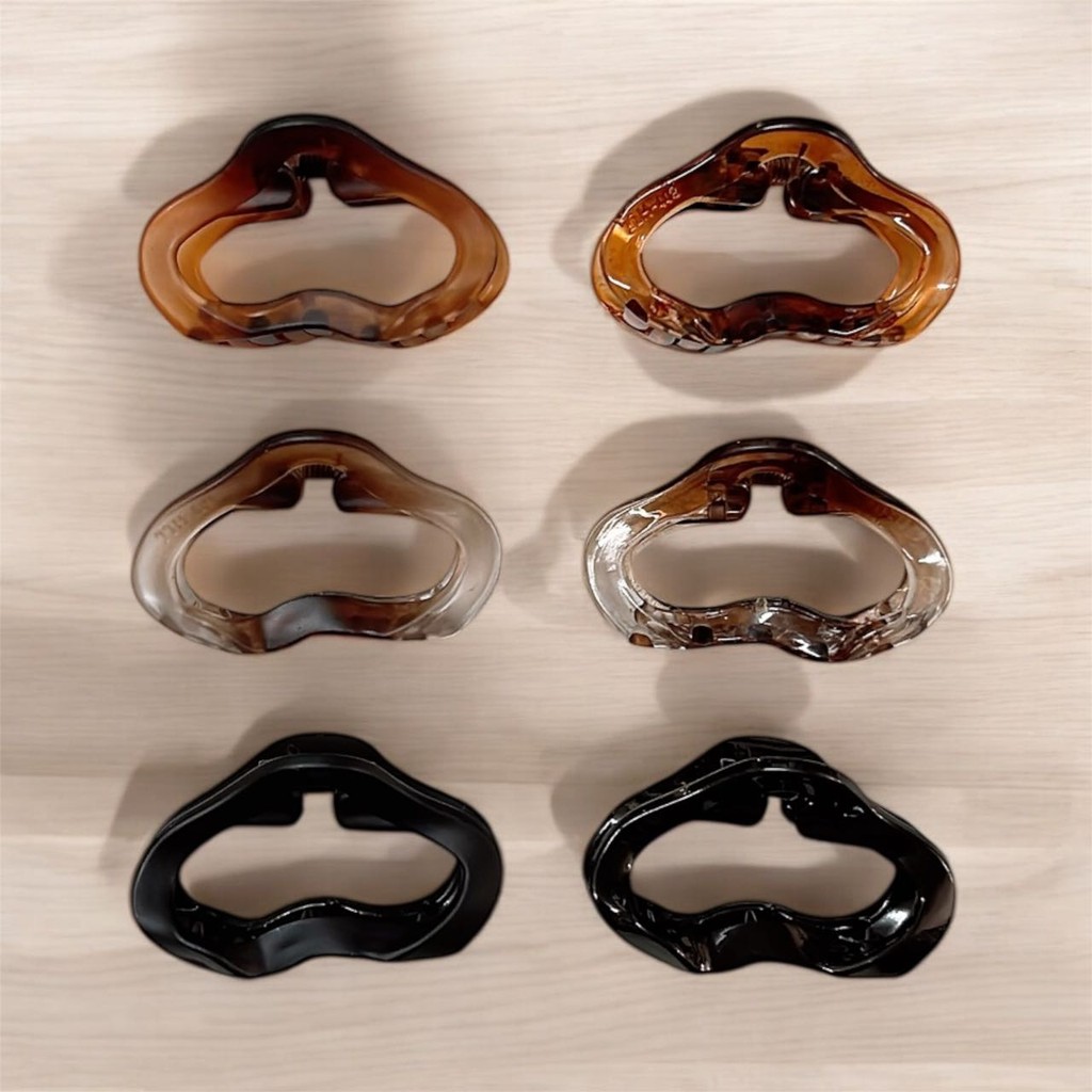 Acessório de cabelo com clipe de tubarão de plástico fosco geométrico fosco marrom elegante em Oferta na Shopee