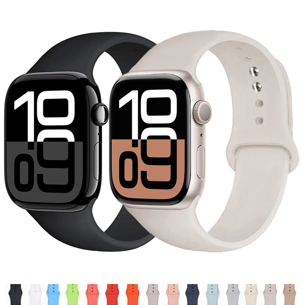 Pulseira De Silicone Para Apple Watch 40mm 44mm 38mm 41mm 42mm 45mm 49mm Ultra S