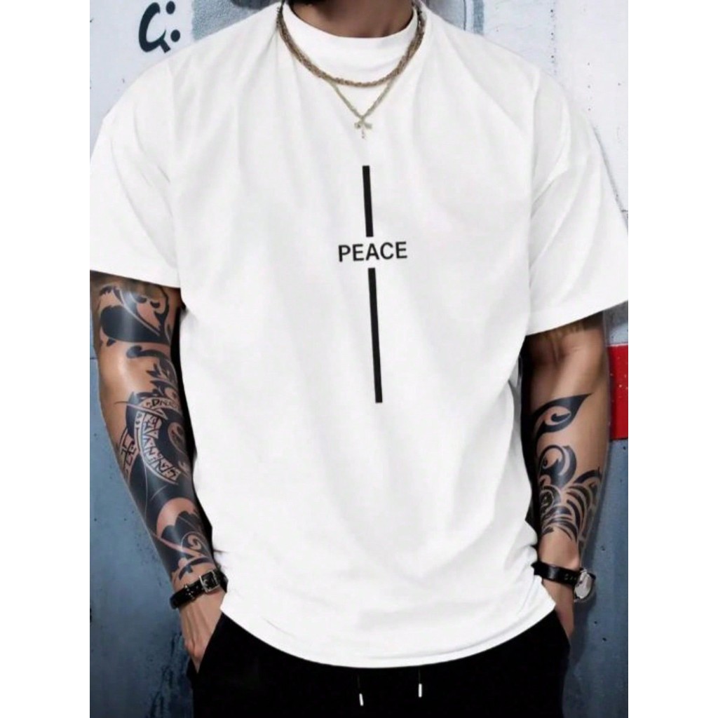 Camiseta Masculina 100% Algodão Peace Camisa Premium Blusa Casual Básica Lançamento