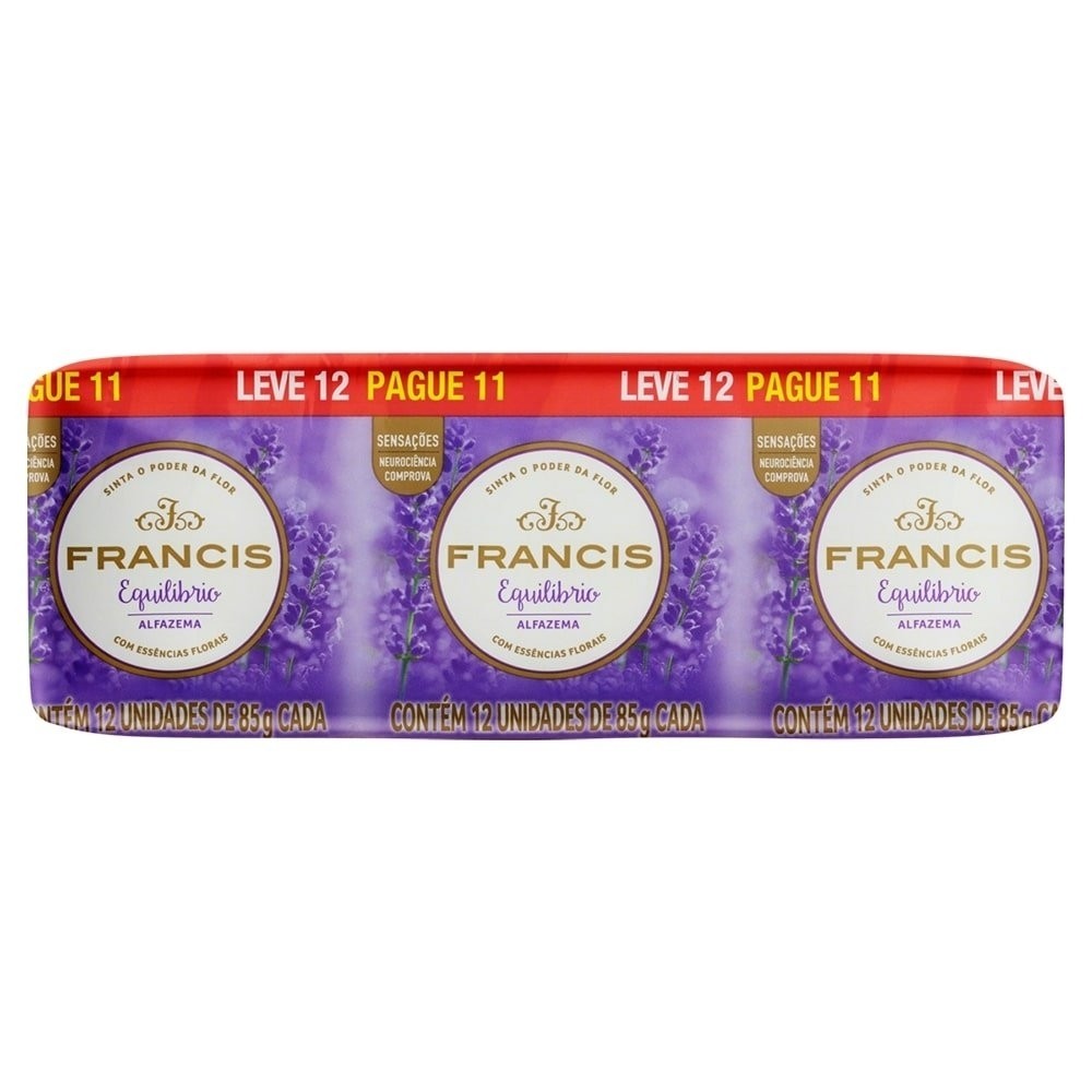 Sabonete Francis Suave Alfazema 85g - Embalagem com 12 Unidades - Beauty