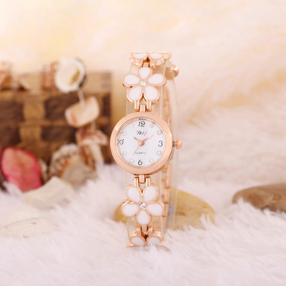Relógio de Quartzo Moda Simples Flor de Quartzo Feminino Branco Novo Estilo Presente Preto Com diamante em Oferta na Shopee