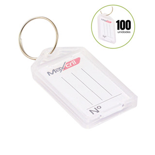 Kit 100 Chaveiro de Plástico Branco com Abertura e Etiqueta Pautada para Identificação em Oferta na Shopee