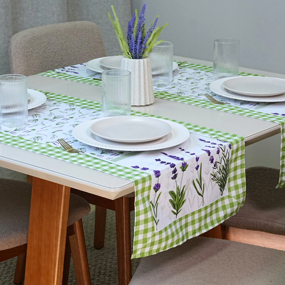 Caminho Trilho de Mesa Retangular Estampado 125x43cm  4 à 6 Lugares - Mesa Posta Decoração Jantar