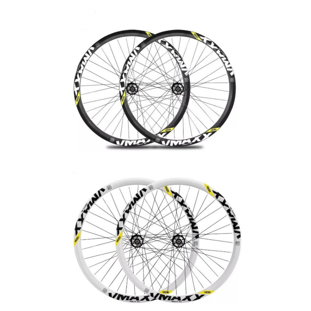 Par Vzan Vmaxx 26 Montado Dh P/Freio A Disco + Raios Finos Pretos +Cubos Aço 36F Esferado Eixo Porca em Oferta na Shopee