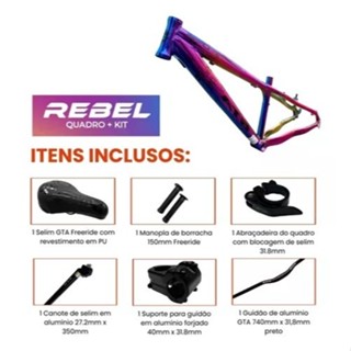 KIT Quadro Aro 26 GTA Rebel Viking Gios Aluminio + Guidão/Sup guidão/Canote /Selim/Manopla/Abraçadeira Downhill Freeride em Oferta na Shopee