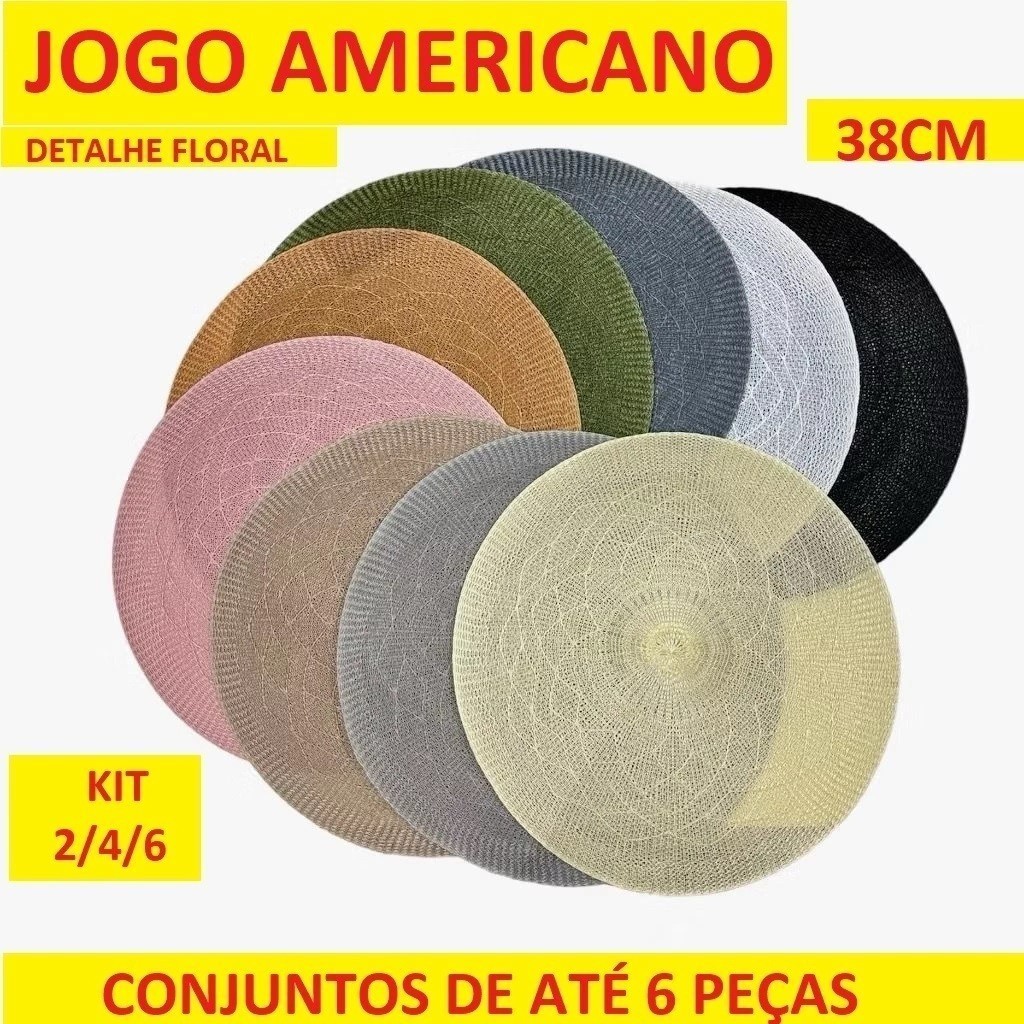 Conjunto De Jogo Americano 2 ou 4 ou 6 Unidades 38 cm Multicolorido Floral