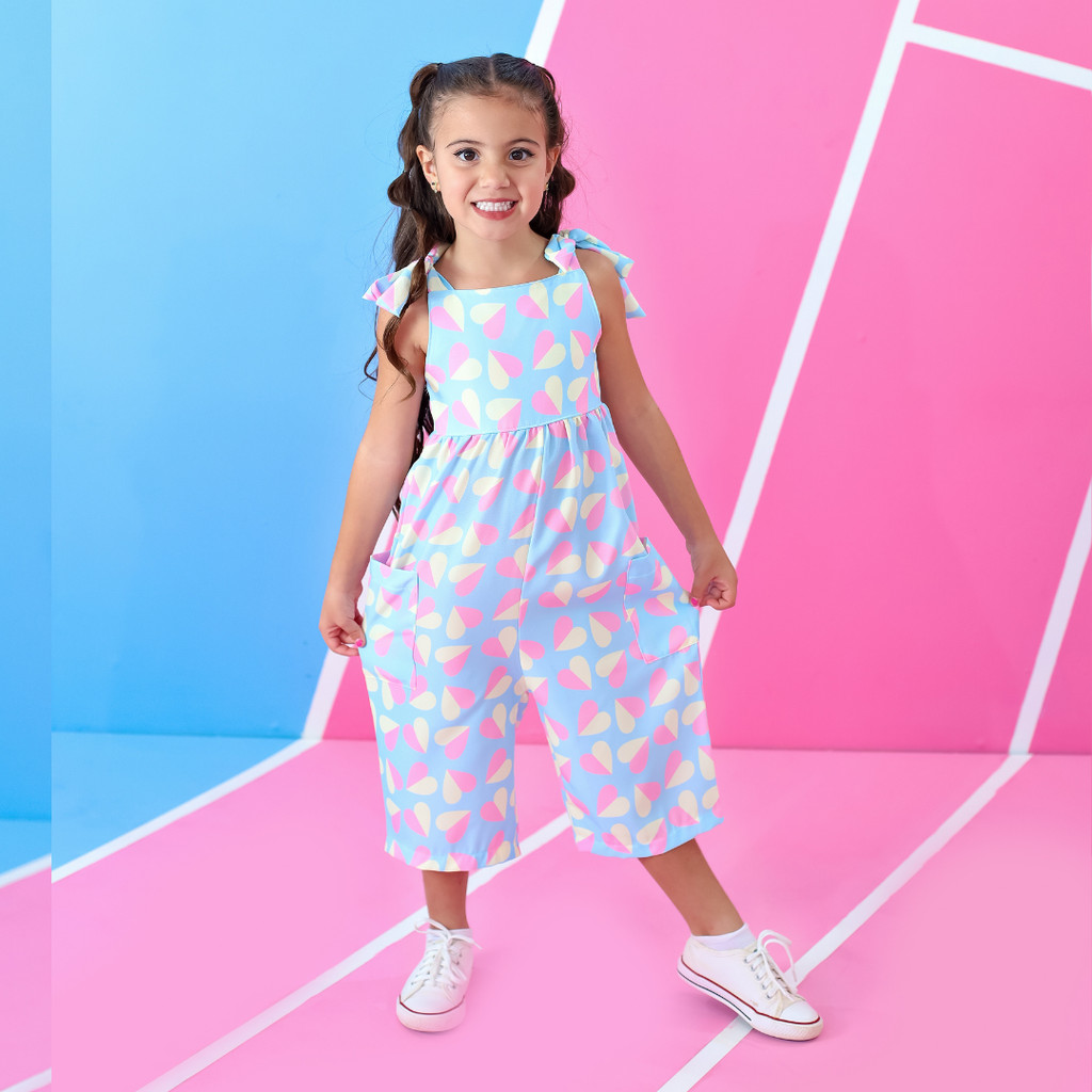 Macacão Infantil Pantacourt Menina Com Alça Confortável Leve