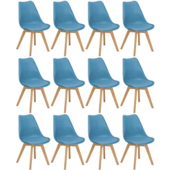 Conjunto 12 Cadeiras de Jantar Eames Wood Leda Design Estofada