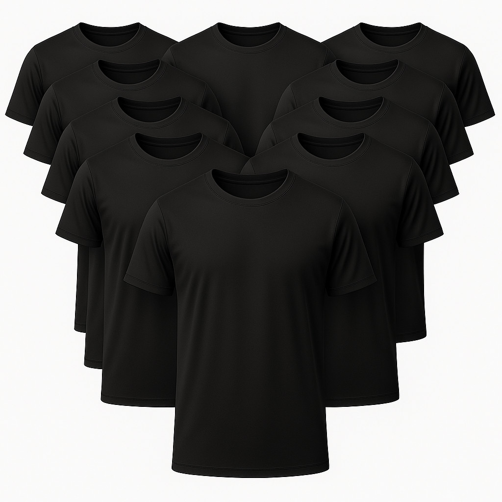 Kit com 5, 10 ou 20 Camisas Preta Dry fit Básica Unissex Adulto Infantil em Oferta na Shopee