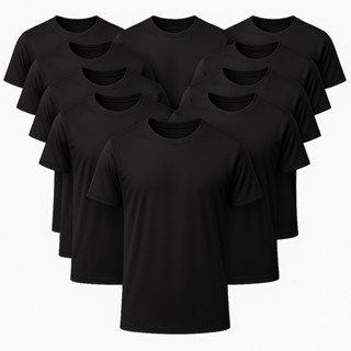 Kit com 5, 10 ou 20 Camisas Preta Dry fit Básica Unissex Adulto Infantil em Oferta na Shopee