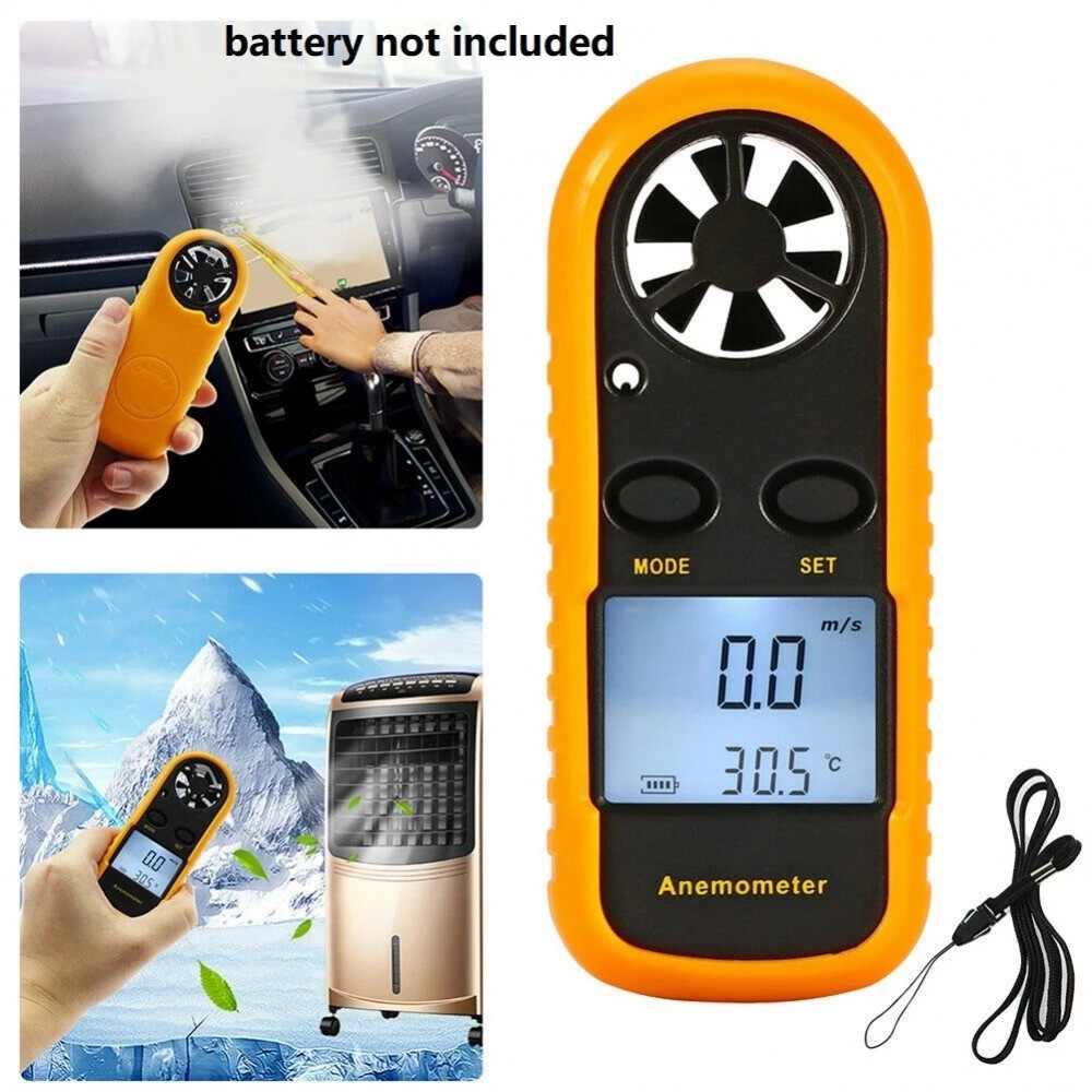 Anemômetro Digital 0-30m/s Com Visor LCD Retroiluminado - Medidor de Velocidade do Vento e Temperatura (-10°C a 45°C) em Oferta na Shopee