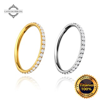 Piercing Argola Clik Titânio PVD Zircônia Cravejada | Septril, Rook, Conch, Nariz em Oferta na Shopee