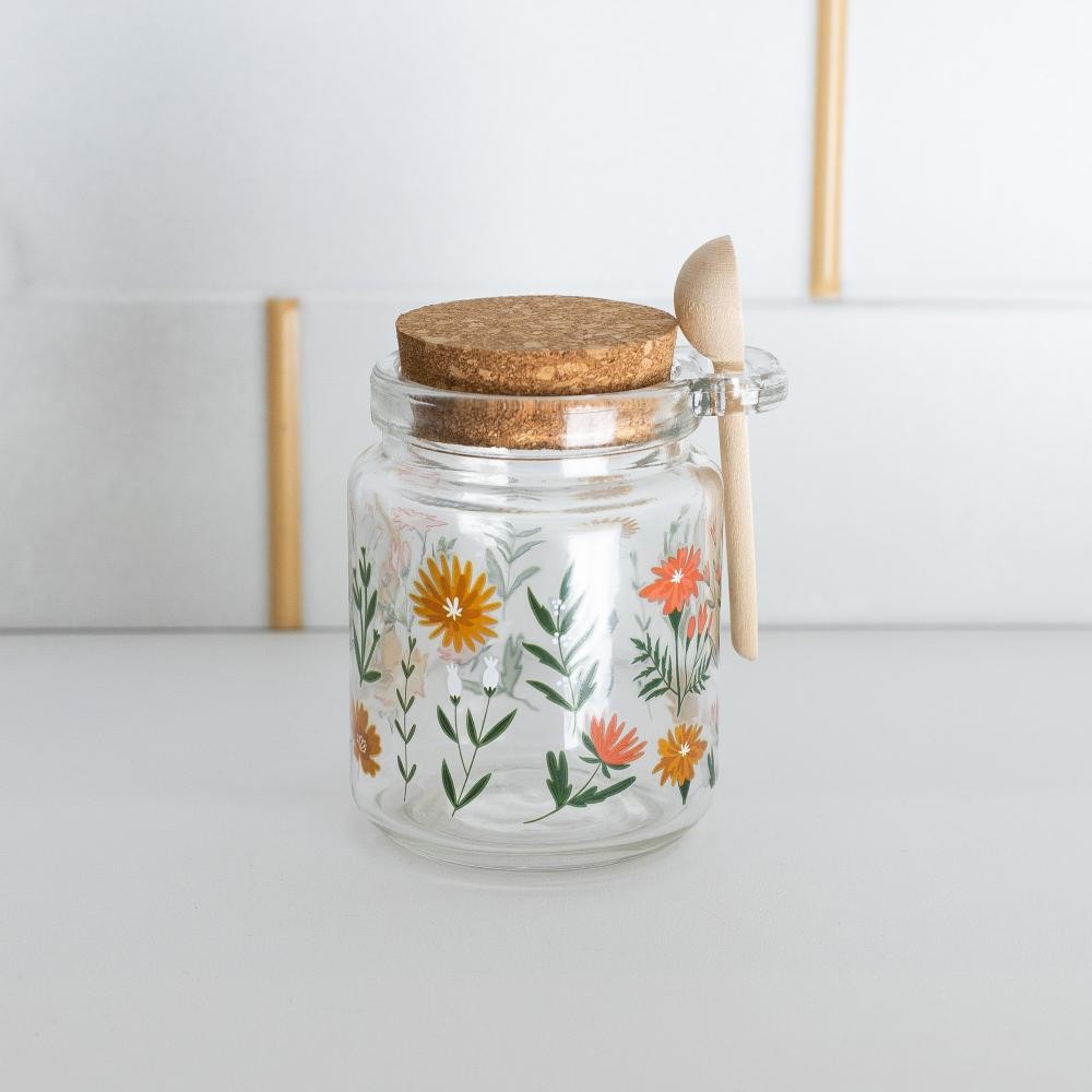 Porta Mantimento Redondo de Lyor Flora Vidro com Tampa 240ml - Home & Living
