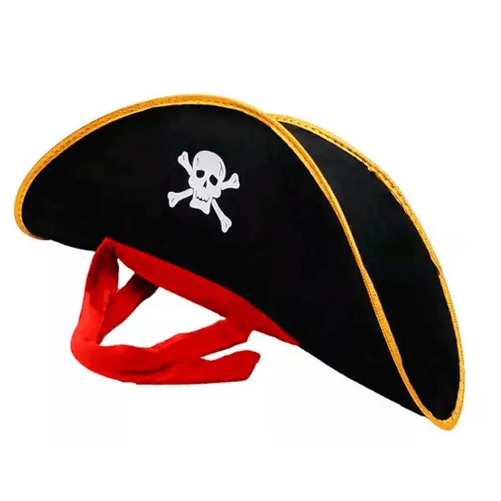 Chapéu Pirata Adulto Preto Com Faixa Vermelha em Oferta na Shopee