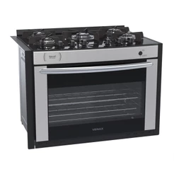Fogão 5 Bocas de Embutir Venax Gaudi Prisma Vitreo Bl Gas Glp Inox