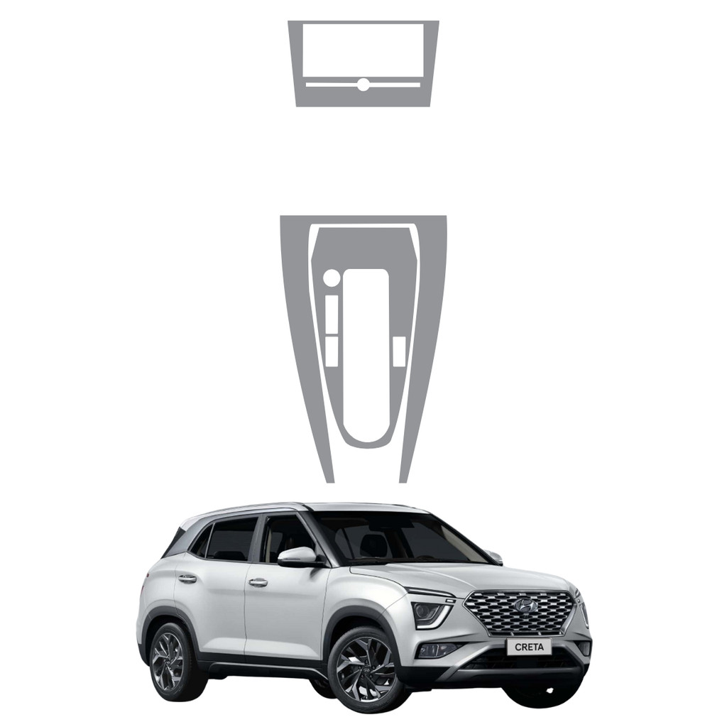 Película PPF Proteção Kit Console Central Multimídia Hyundai Creta Comfort Plus 2022 2023 2024 TPU Anti Risco