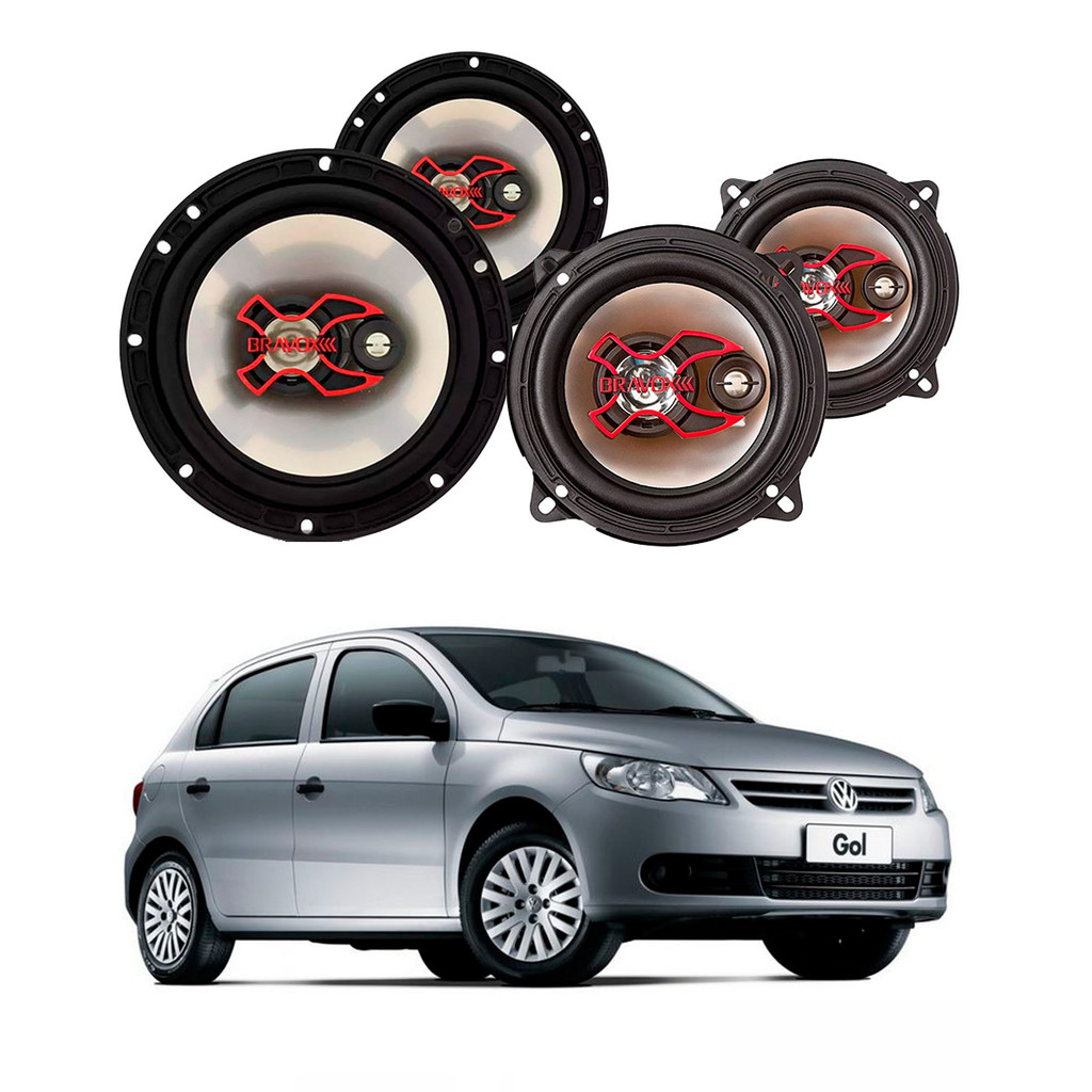2x Alto Falantes 6" Polegadas + 2x 5" Polegadas 100W RMS Triaxial B3x60x/B3x50x VW Gol G5 2009/2012