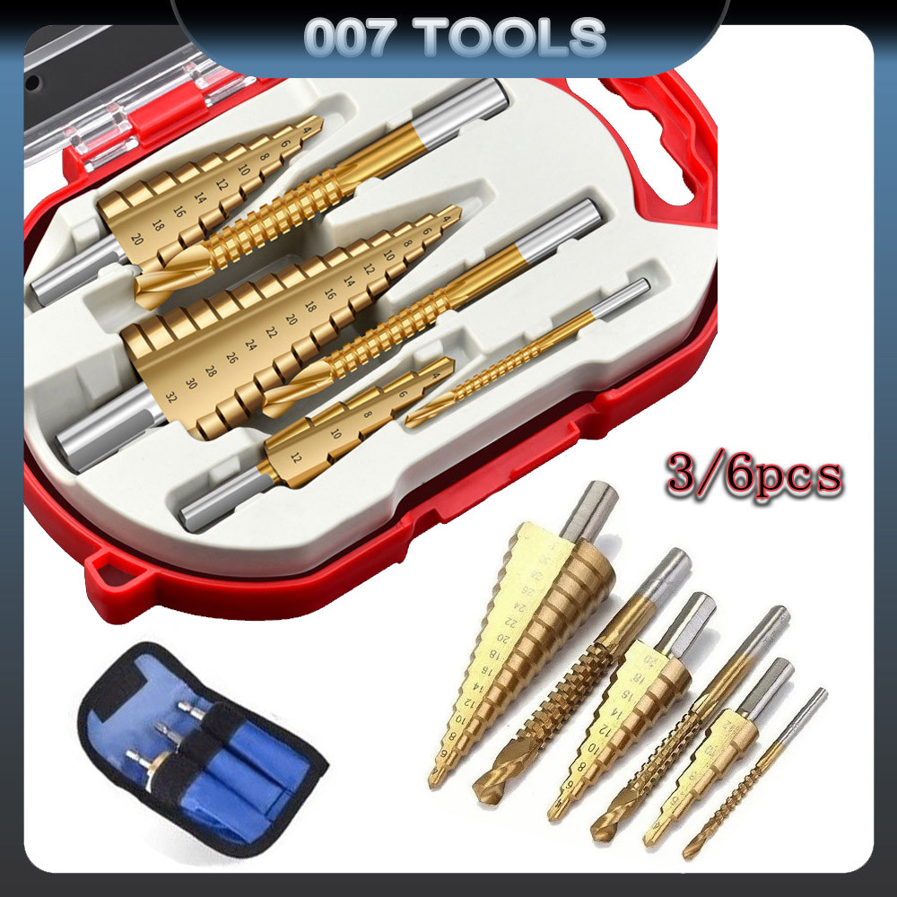 6 Peças De Aço Titânio Brocas Passo Carpintaria Buraco Abertura E Fresagem Pagode Brocas em Oferta na Shopee