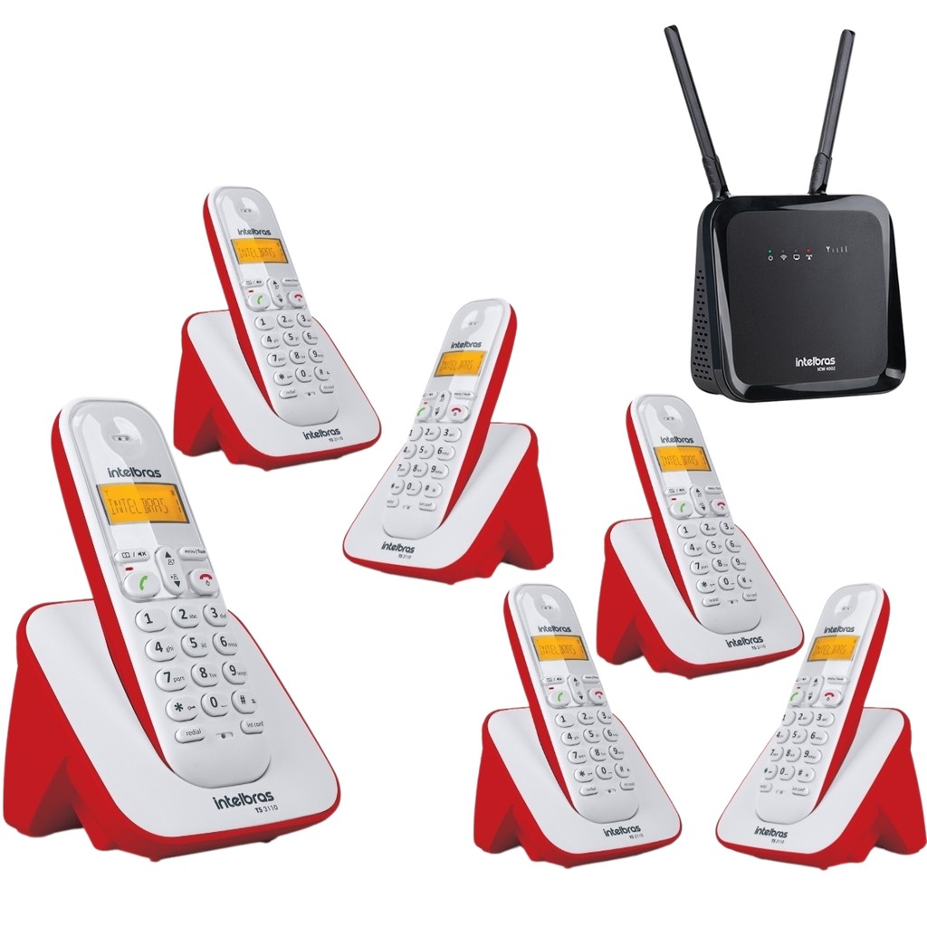 Kit Aparelho Telefone Bina 5 Ramal Entrada Chip Celular 4G