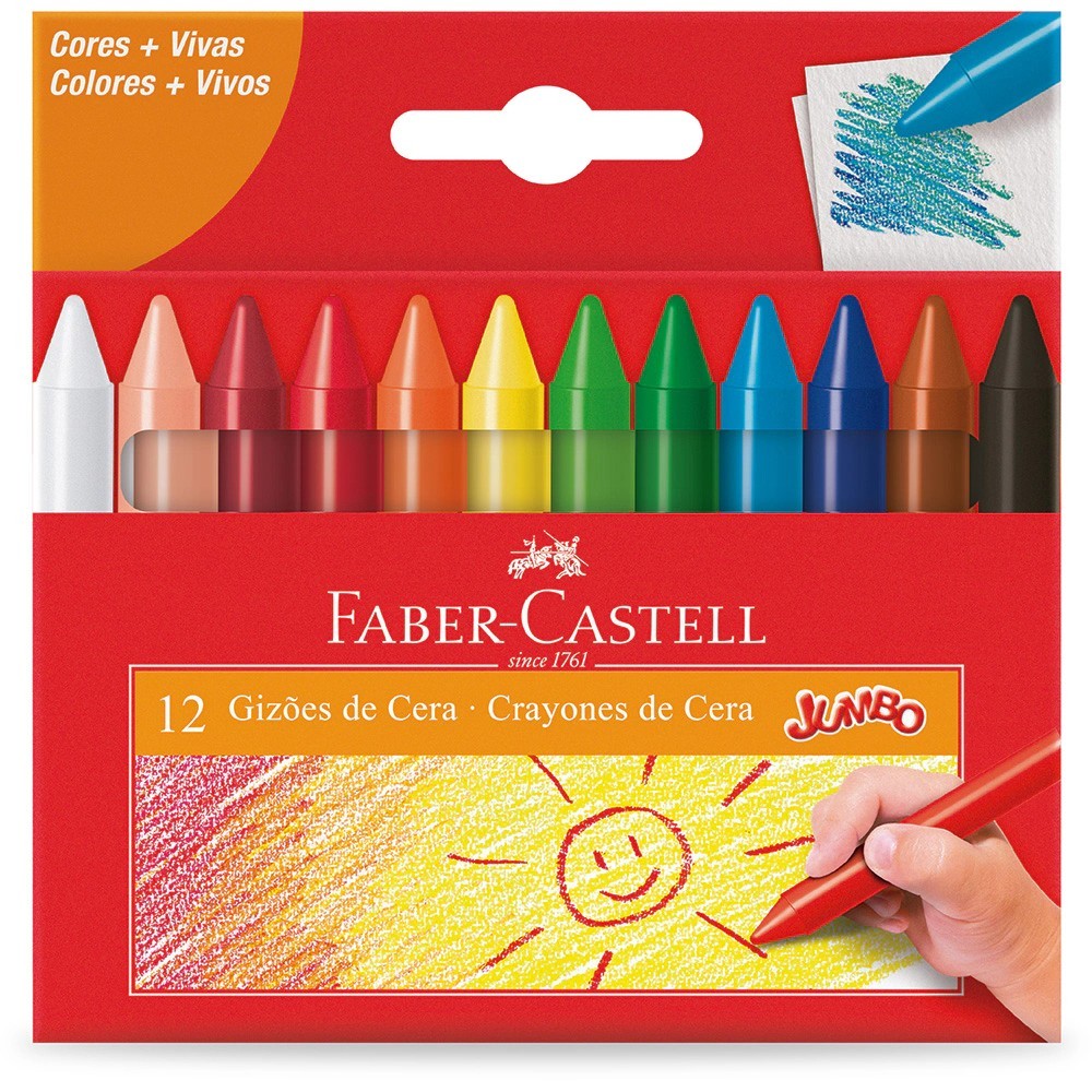 Giz de Cera Gizão 12 Cores - Faber-Castell