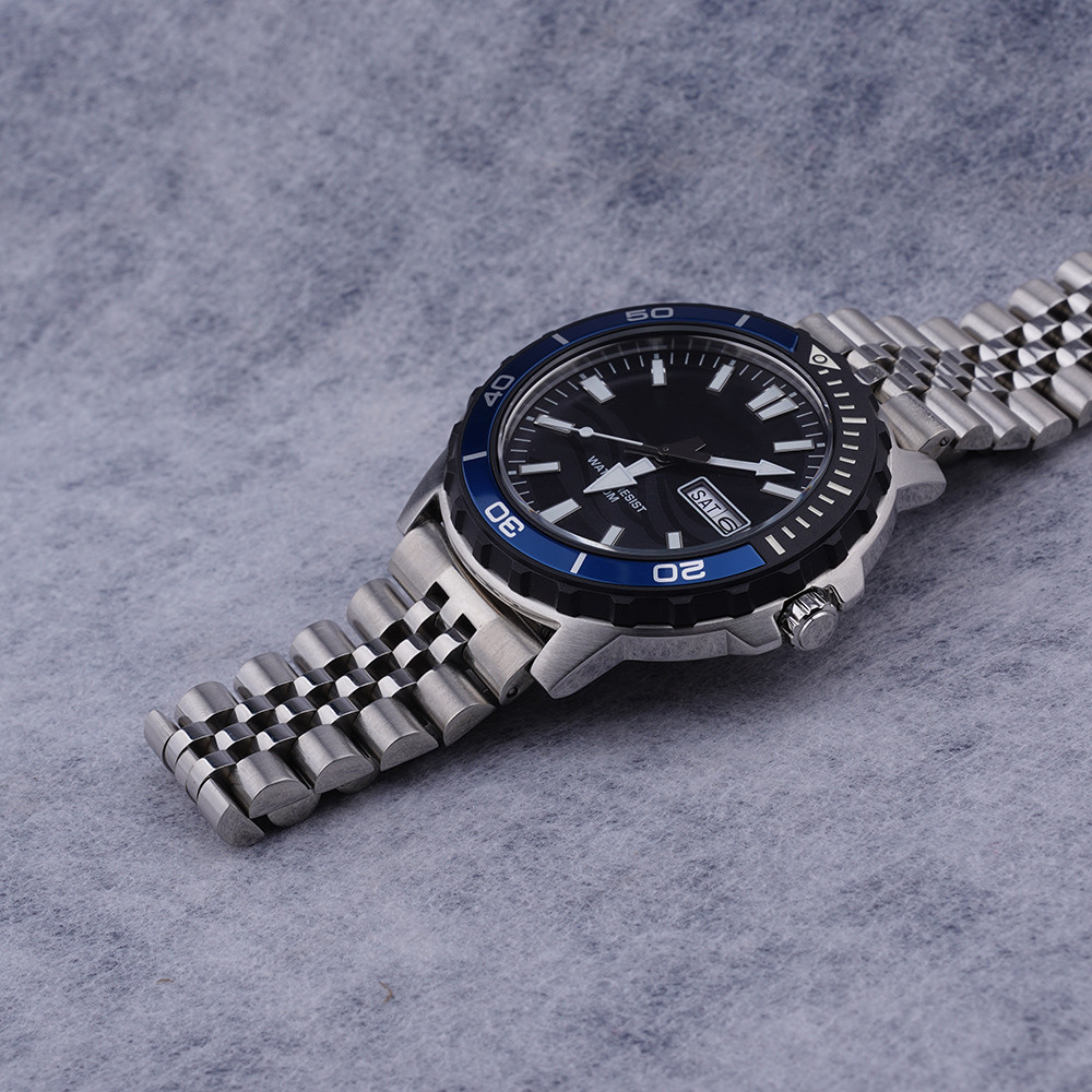 Para Seiko Pulseira 20mm 22mm Prata Jubileu Aço Glide Lock Fecho Substituição Extremidade Reta De Relógio De Pulso