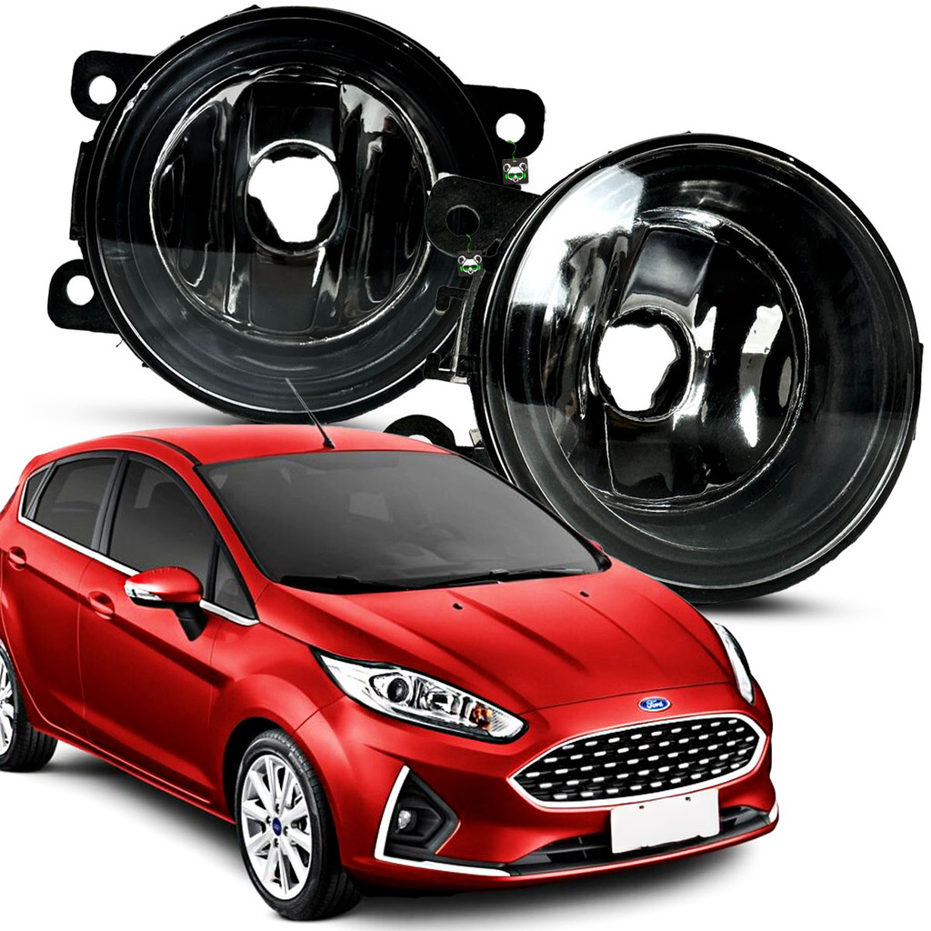 Par Farol Auxiliar Milha Lente Vidro Aro Preto New Fiesta 2013 2014 2015 2016 2017 2018 2019 - Automobiles