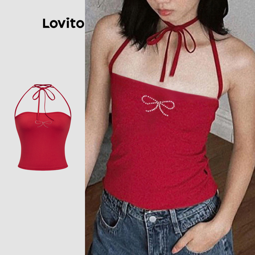 Lovito Regata de textura lisa e fofa para mulheres L114AD069 - Women Clothes
