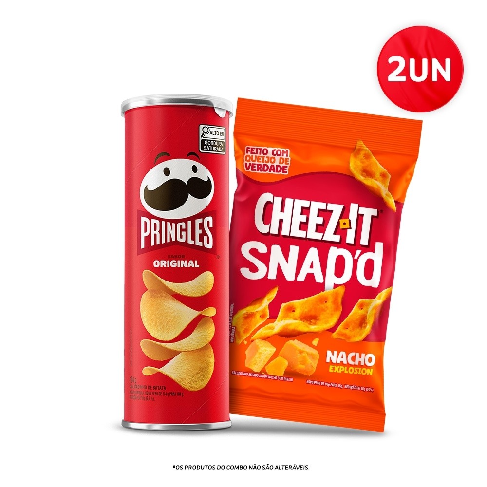 Combo Salgadinho Batata Frita Pringles® Original 104G  E Cheez-It® Snap'D Nacho Explosion 45G em Oferta na Shopee
