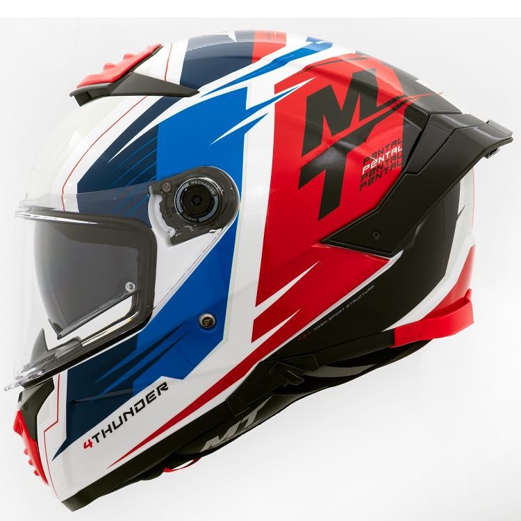 Capacete Masculino MT Thunder 4 Pental Vermelho Moto Spoiler
