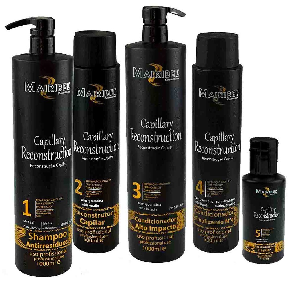 Kit Cauterização/ Reconstrução Capilar Profissional 5 produtos - Mairibel