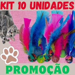 10pçs/Ping pena Bolinha pula pula com penas coloridas brinquedo Pet b10d em Oferta na Shopee