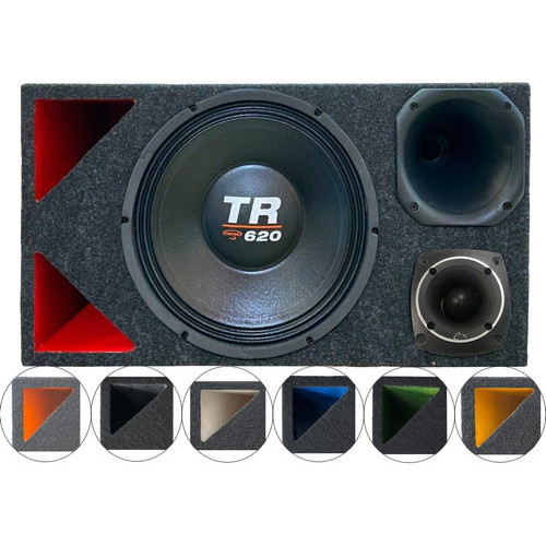 CAIXA TRIO DUTO TRIÂNGULO COLORIDO ALTO FALANTE TRITON TR 620 TWEETER COMPET