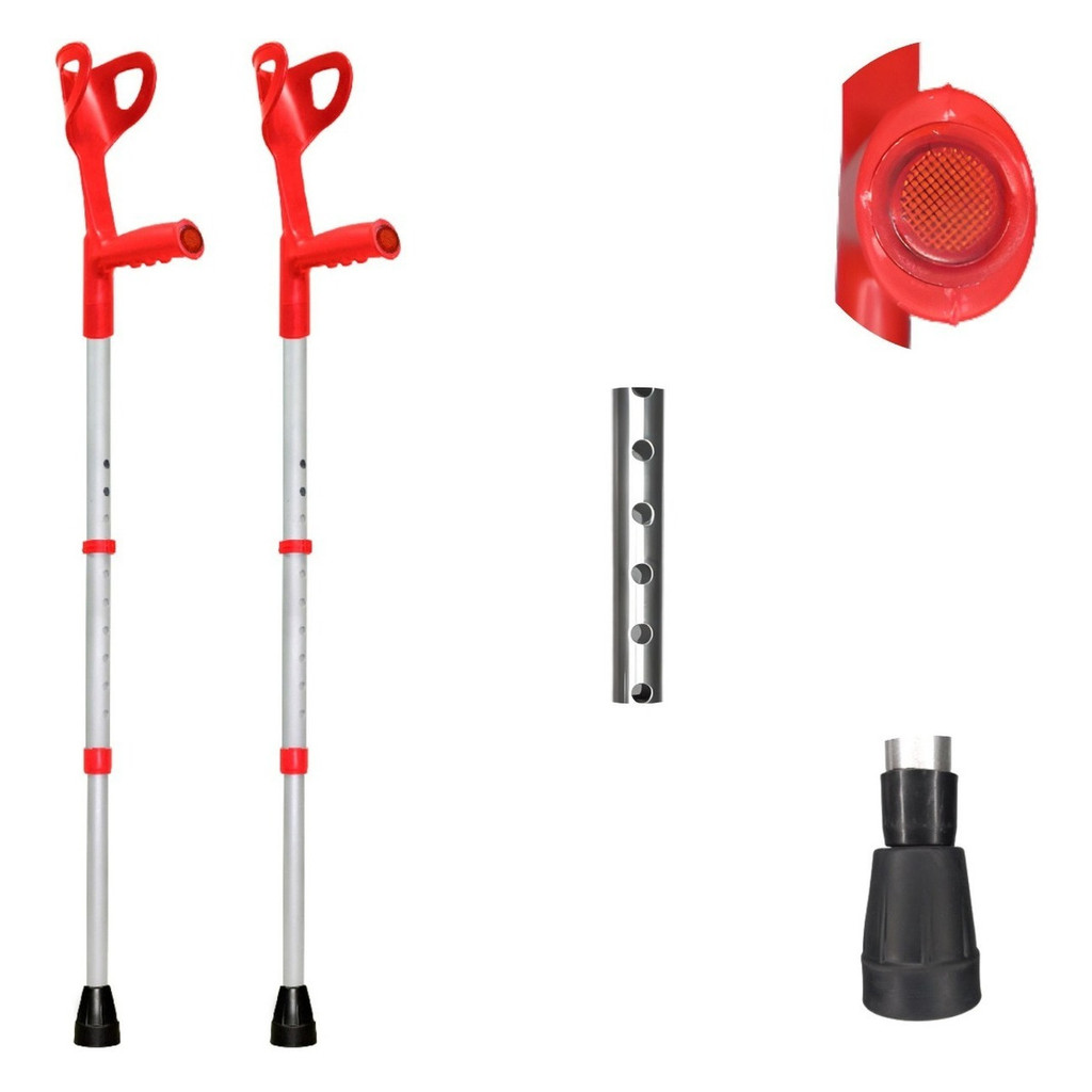 Muleta Ortopédica Canadense Vermelha Par Take Care 120 Kg em Oferta na Shopee