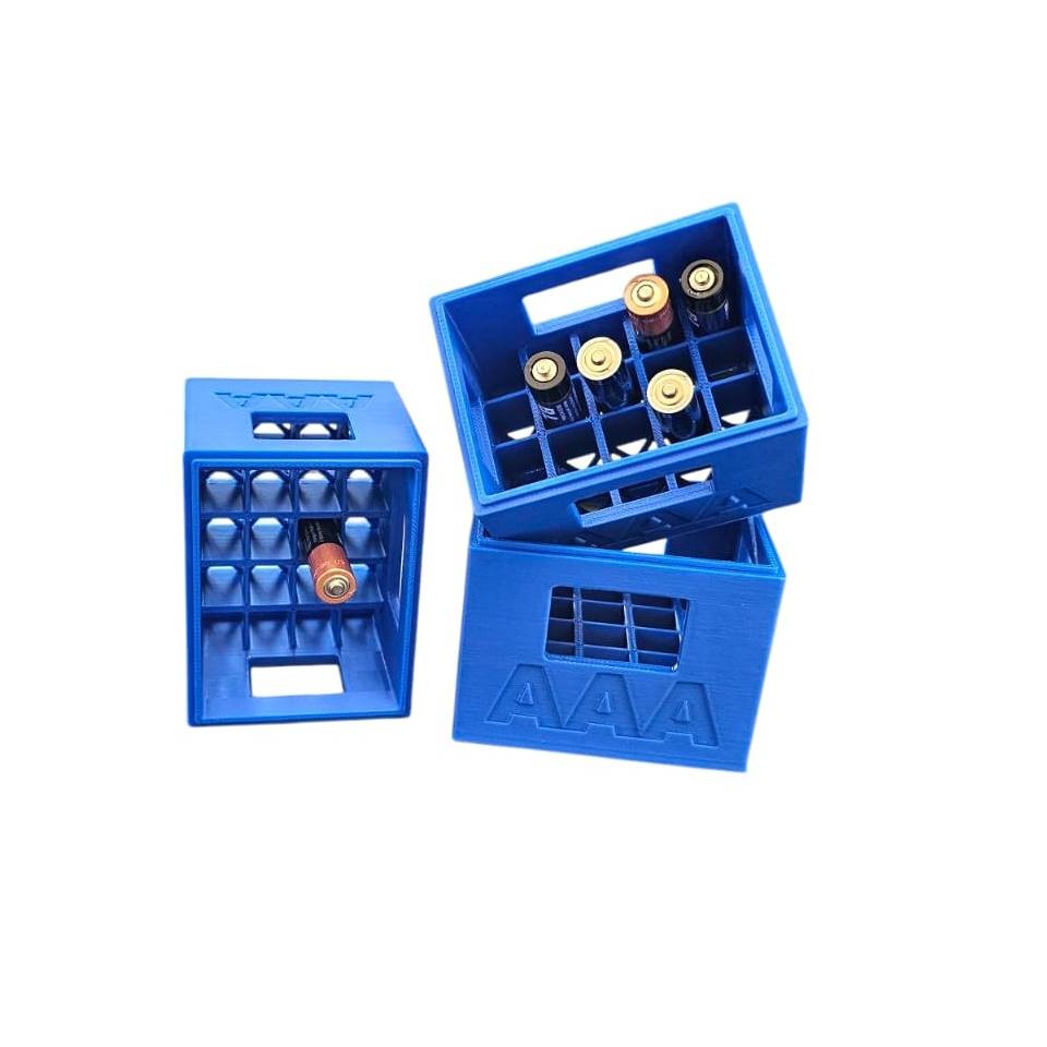 Case Porta Pilhas  AAA  Engradado Capacidade de até 20  Pilhas - Cor Azul 3D